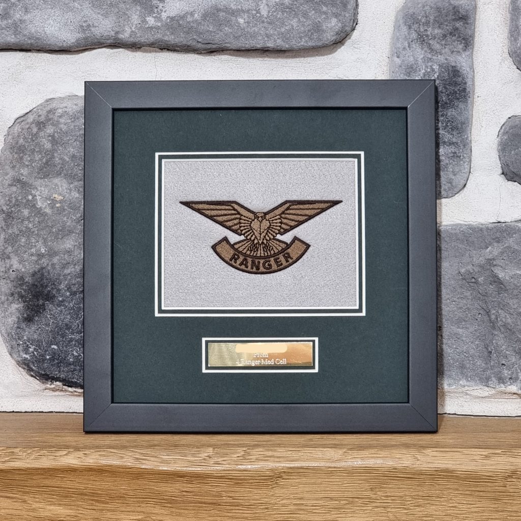 Framed Rangers Badge with Engraved Plate